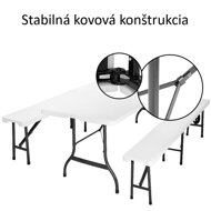 Pivný set PIKNIK z umelej hmoty, sklápateľný, 183cm, biela